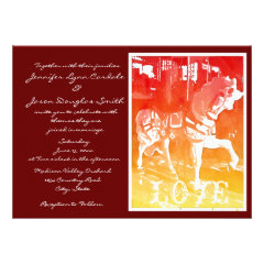 Prancing Carousel Horse Red Wedding Invitations