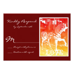 Prancing Carousel Horse Red Wedding RSVP Cards