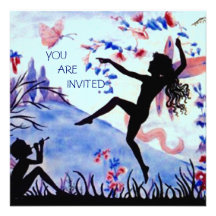PRANCING PIXIE SILHOUETTE BUTTERFLY PARTY INVITES
