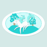 Prancing Unicorn in green forest stickers