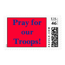 Pray for our Troops! red and blue stamp