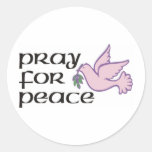 Pray For Peace Round Stickers