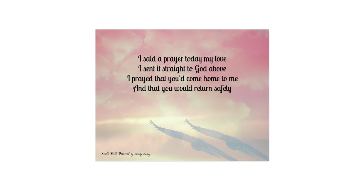Prayer and a Poem for Your Safe Return Postcard | Zazzle