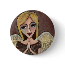 Prayer Angel - button by folkartblonde Prayer Angel - button