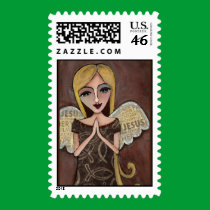 Prayer Angel - postage stamp stamps