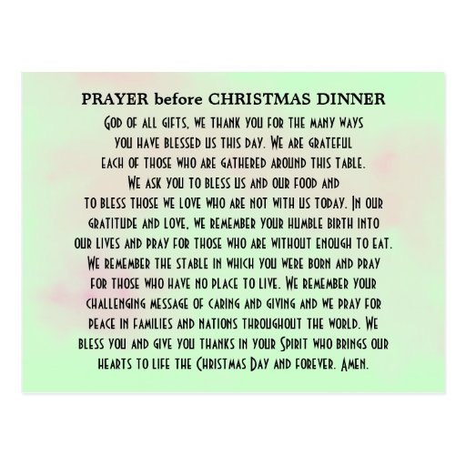 Prayer before Christmas Dinner Postcard | Zazzle