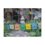 Prayer flags at temple postcards