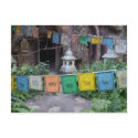 Prayer flags at temple postcards