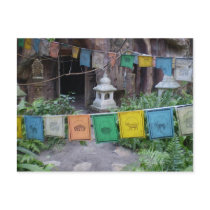 Prayer flags at temple postcards