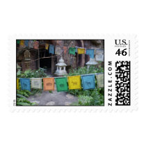 PRAYER FLAGS AT TEMPLE STAMP