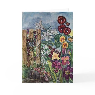 "Prayer Garden With Rosary" Sympathy Card by patsarts