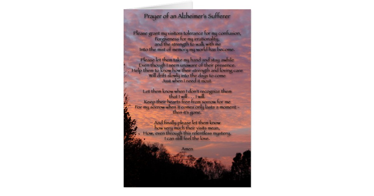 Prayer of Alzheimer's Sufferer Card | Zazzle