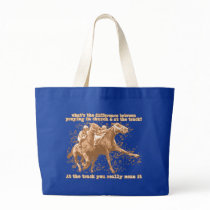 Praying at horse races canvas bag