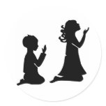 Praying Children Black Silhouettes