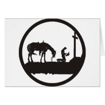 praying cowboy greeting card