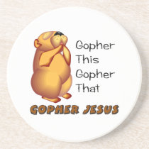 Praying gopher Christian design coasters