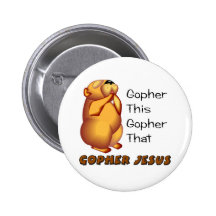 Praying gopher Christian design Pinback Buttons