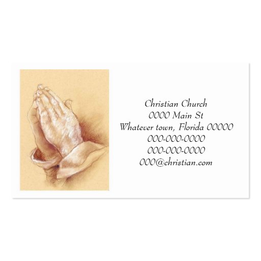 Praying Hands Business Card (front side)