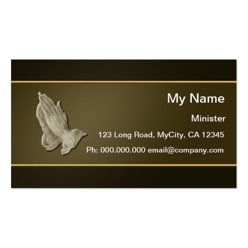 Praying Hands Business Card Template (front side)