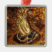 Praying Hands_ Religious Holiday Metal Ornaments