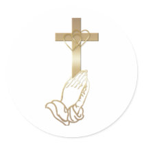 Praying Hands Round Stickers