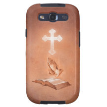 Praying Hands with Cross and Bible Galaxy SIII Cover