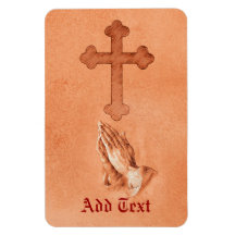 Praying Hands with Cross Rectangular Magnet