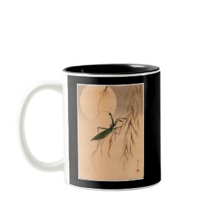 Praying Mantis and the Moon Japanese Art c. 1800s mug