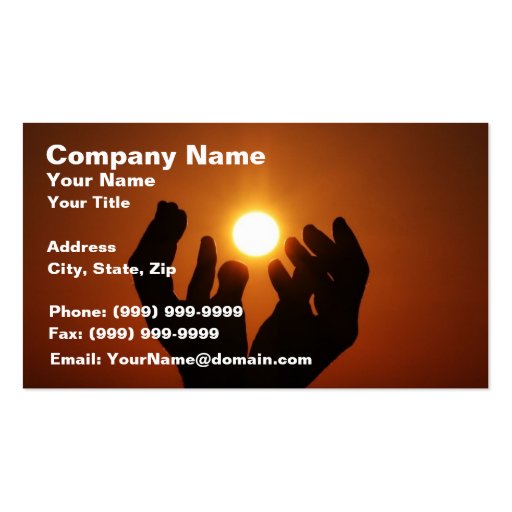 Praying to the Sun Business Card (front side)