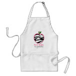 Pre K Teacher Apron - Black Zebra Print Apple