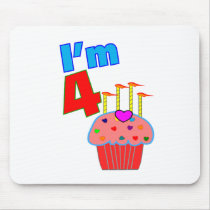 Pre School Birthday "I'm 4" Adorable Cupcake Mouse Mats