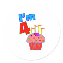 Pre School Birthday "I'm 4" Adorable Cupcake stickers by JustKids123 Pre School Birthday "I'm 4" Adorable Cupcake stickers