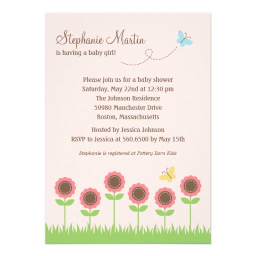 Precious Blooms Baby Shower Invitation (front side)