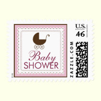 Precious Carriage Baby Shower Stamp: baby pink stamps