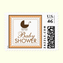 Precious Carriage Baby Shower Stamp: coral stamps