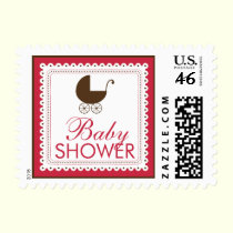 Precious Carriage Baby Shower Stamp: fuschia stamps