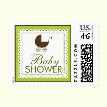 Precious Carriage Baby Shower Stamp: lime green stamps