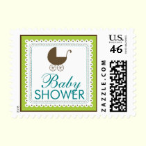 Precious Carriage Baby Shower Stamp: lime/teal stamps