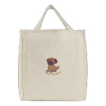 Precious Customizable Embroidered Pug Puppy Tote Embroidered Tote Bags