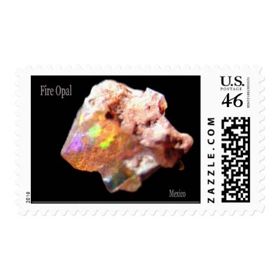 Precious Fire Opal Postage Stamp by Minpics