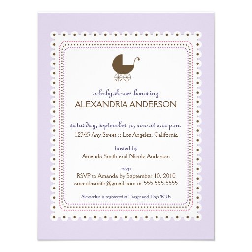 Precious Lavender Custom Baby Shower Invitation