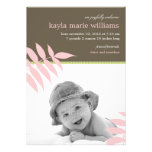 Precious Leaves Baby Girl Birth Announcement invitations