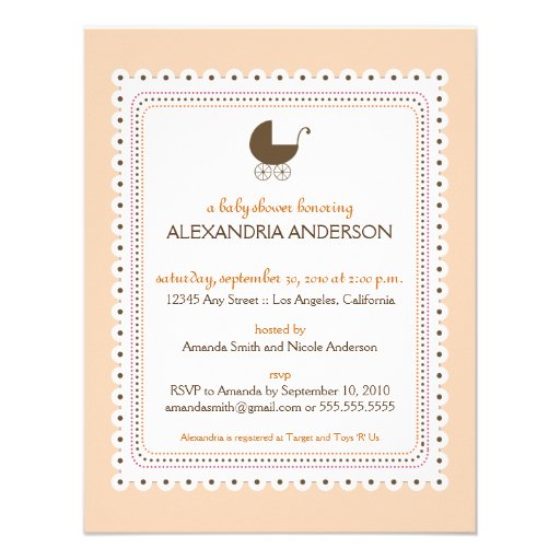 Precious Peach Custom Baby Shower Invitation