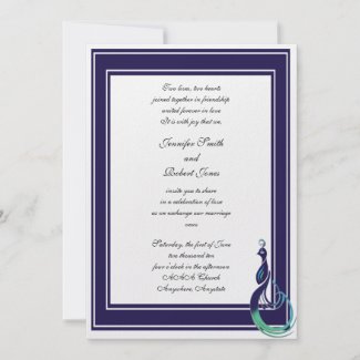 Precious Peacock in Purple, Teal, and Green invitation