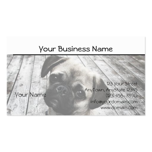 Precious Pug Puppy in Black and White Business Card (front side)