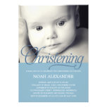 Precious Script Photo Christening Invitation -Blue invitations