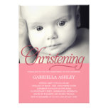 Precious Script Photo Christening Invitation -Pink invitations