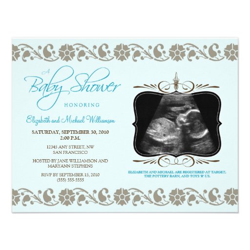 Precious Sonogram Baby Shower Invitation (blue) (front side)