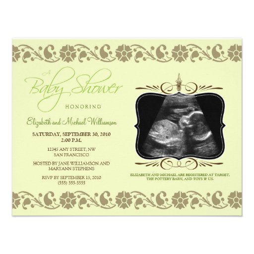Precious Sonogram Baby Shower Invitation (green)