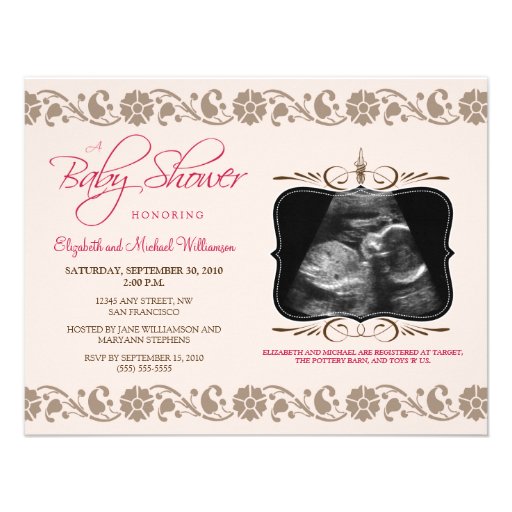 Precious Sonogram Baby Shower Invitation (pink)